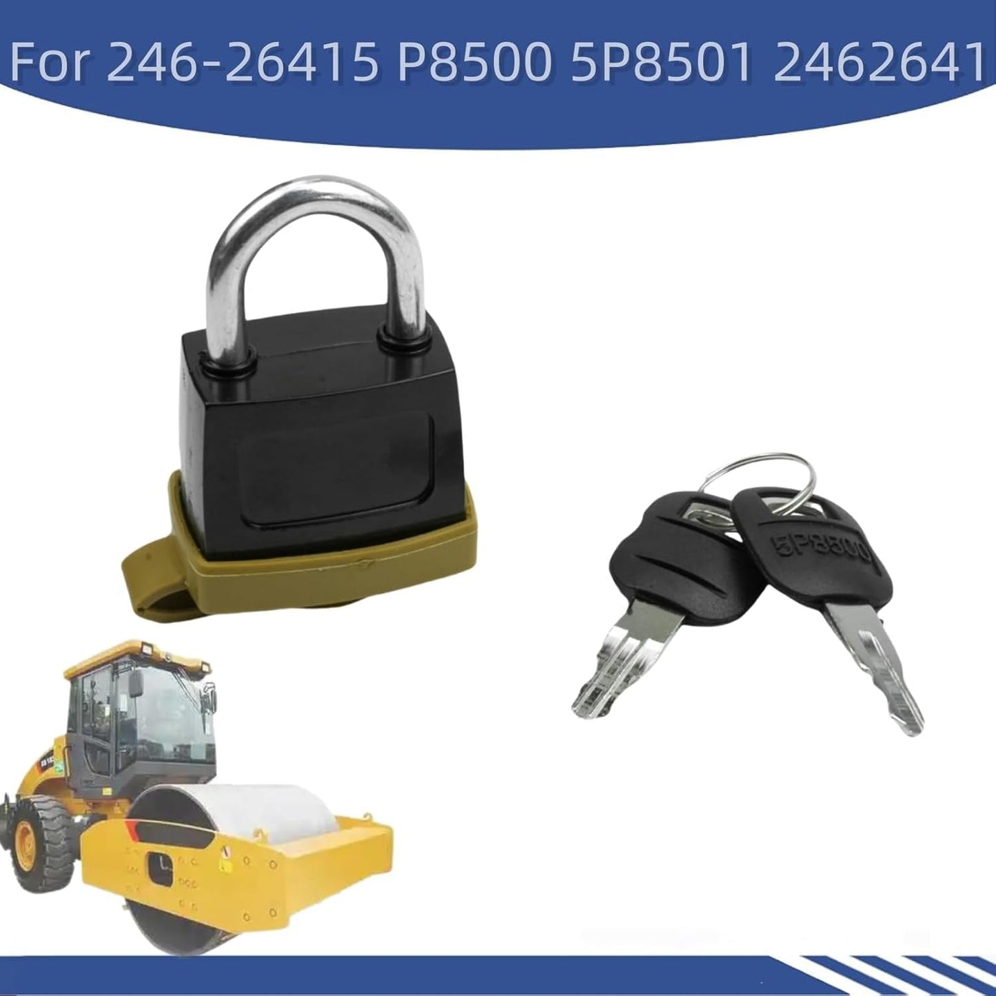 246-2641 3 set Padlock with Key For Caterpillar CAT Fuel Cap 7X7700 1428828