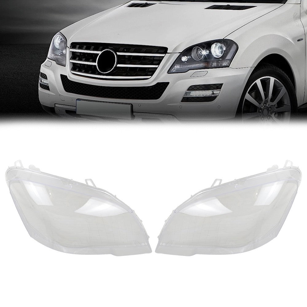 For Benz ML ML350 W164 2009-2011 Left + Right Headlight Lens Headlamp Covers