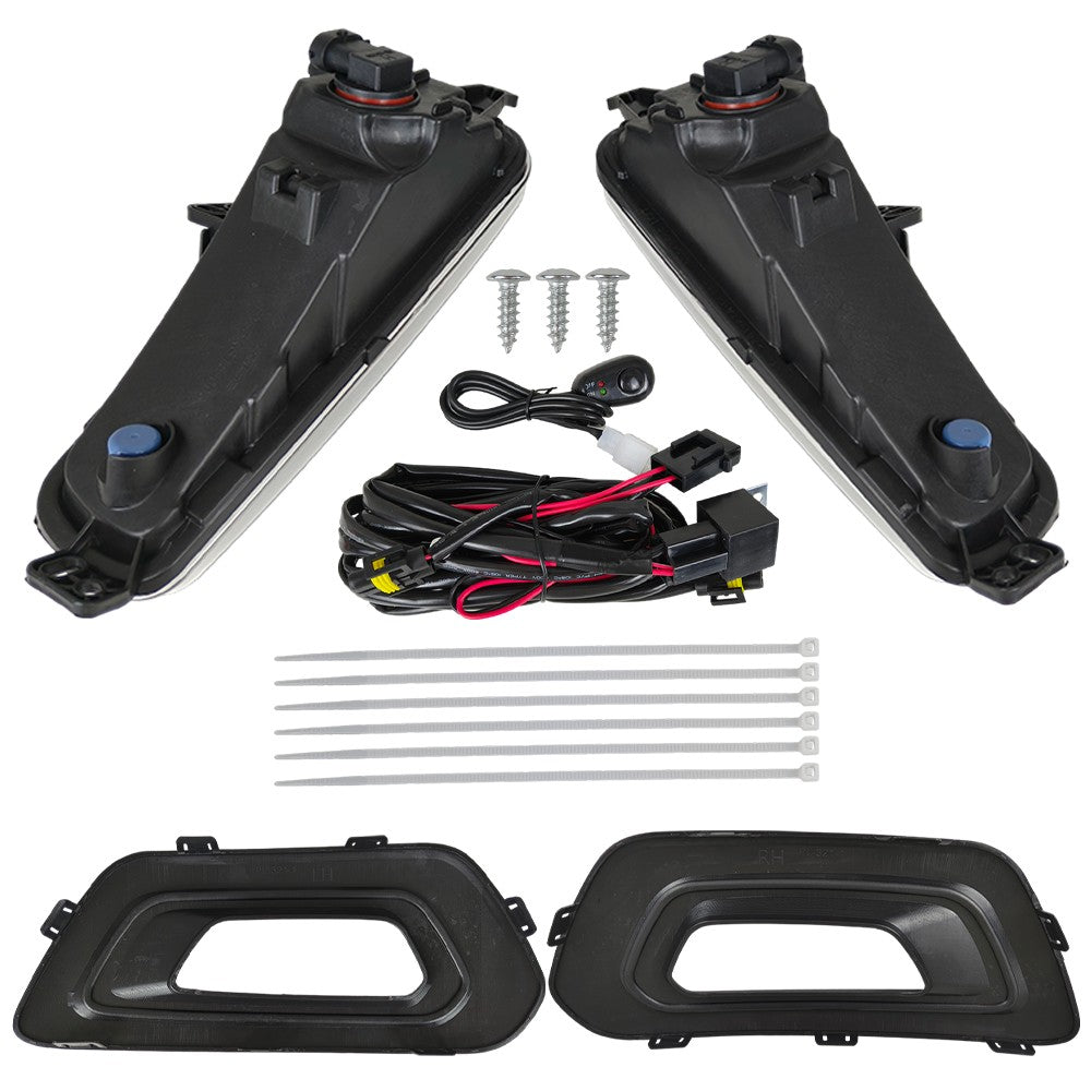 Left & Right Fog Lights W/Bezels Covers+Bulbs+Wiring For Ford Transit 2020-2024