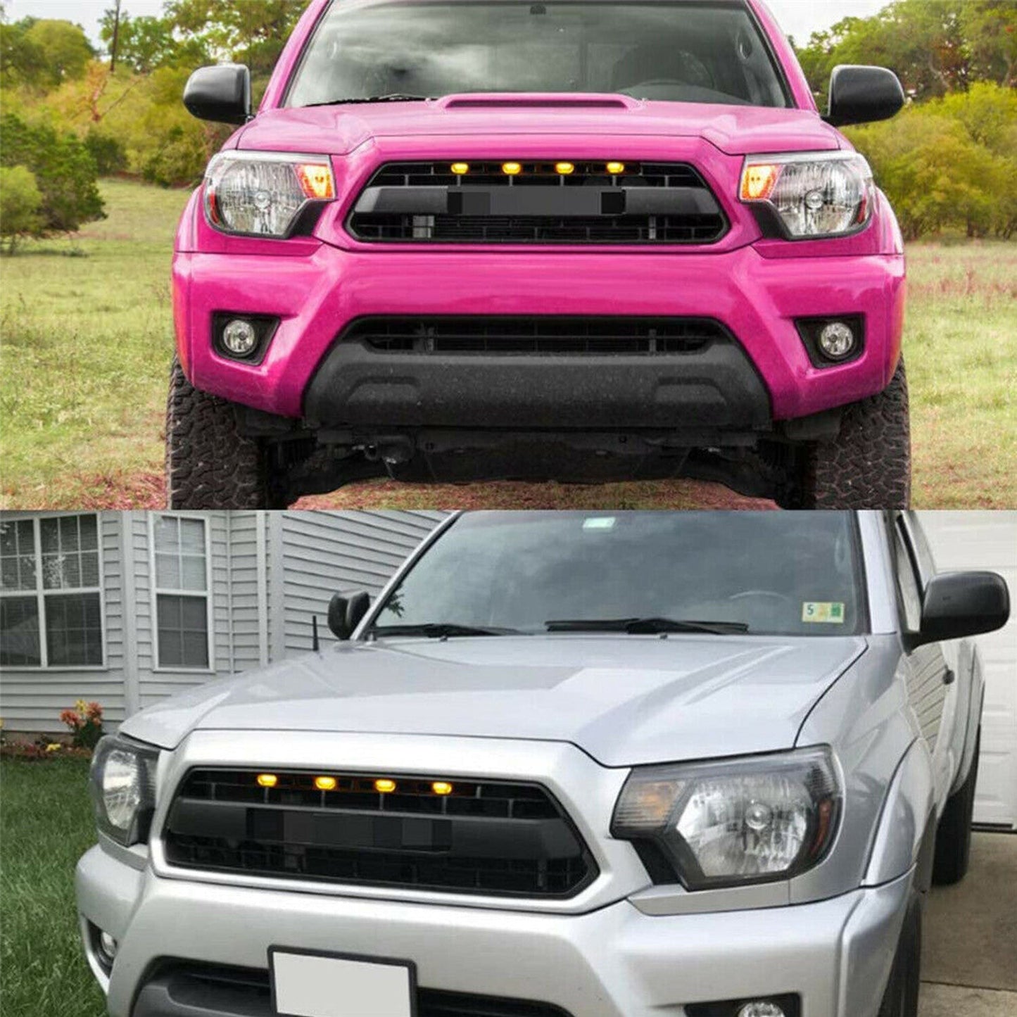 Front Hood Grille Amber LED Lights Assy w/Wire Harness For 12-15 Toyota Tacoma