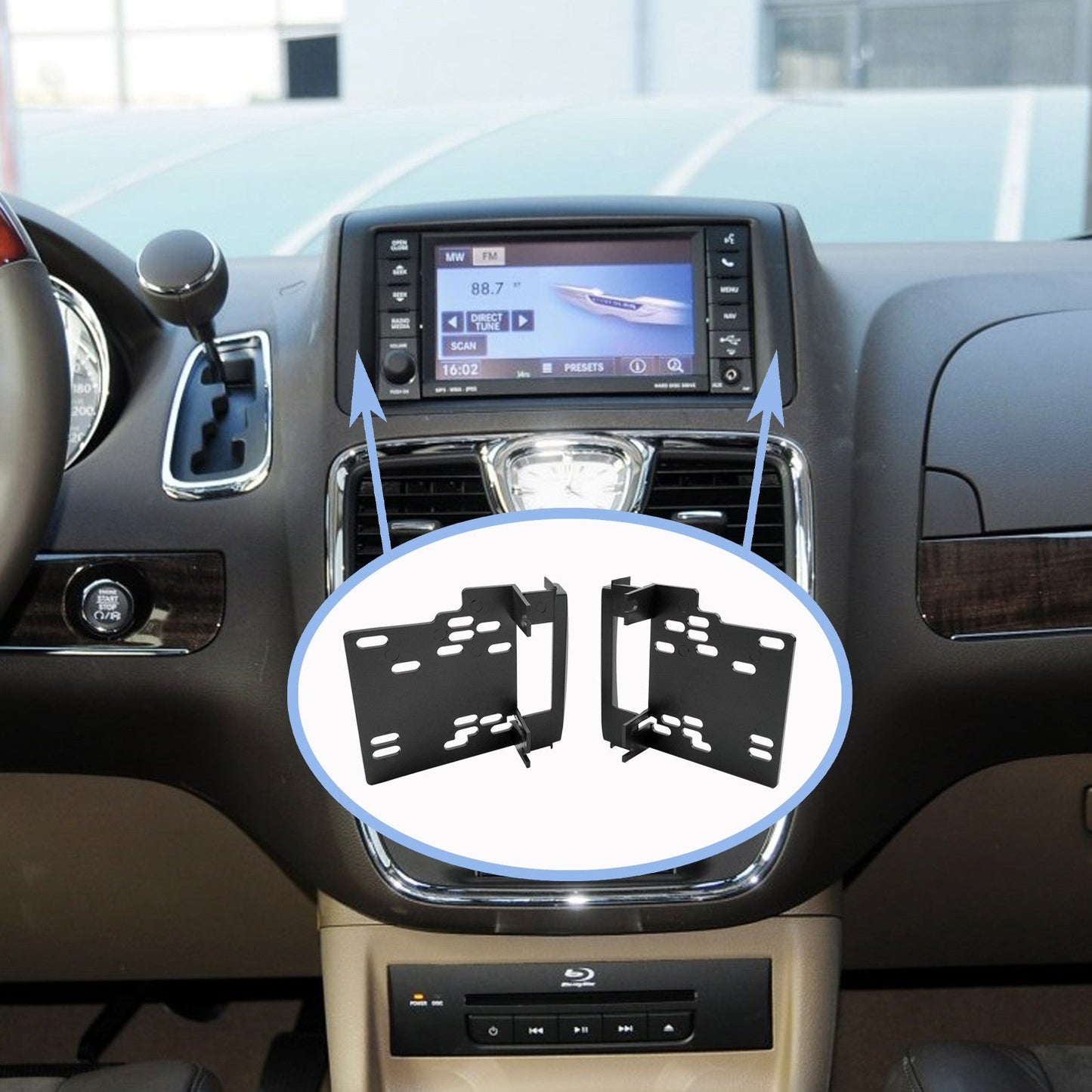 For Dodge for Jeep Double DIN Radio Installation Dash Kit W/Radio Wire Harness