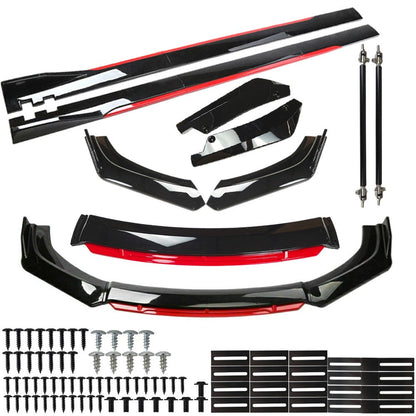 For Nissan Sentra/ Front Bumper Lip Spoiler Body Kit+Side Skirt Glossy Black