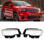 A Pair LEFT+RIGHT Headlight Headlamp Lens Cover For Jeep Grand Cherokee 2014-19