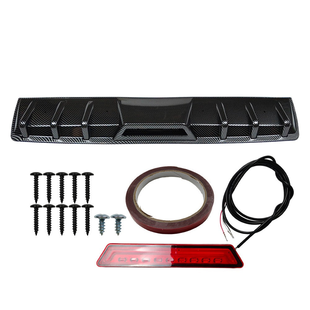 For VW Golf GTI MK6 MK7 Carbon Fiber Rear Bumper Diffuser LED Brake Light