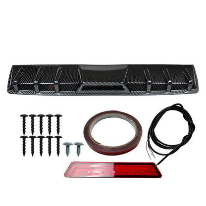 For VW Golf GTI MK6 MK7 Carbon Fiber Rear Bumper Diffuser LED Brake Light