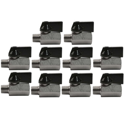 10x Mini 1/4" Male 1/4 Inch Female NPT Brass Ball Shut Off Valve Water Air Fluid