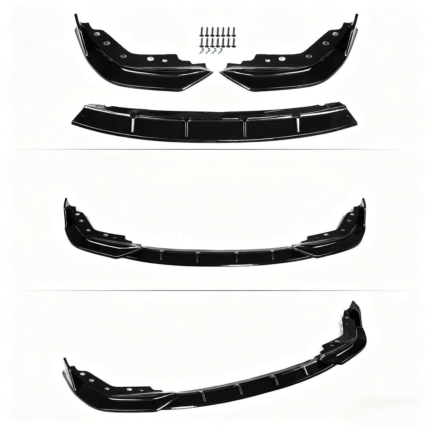 For BMW G20 330i M340i M Sport 2019-22 GT Style Gloss Black Front Bumper Lip Kit
