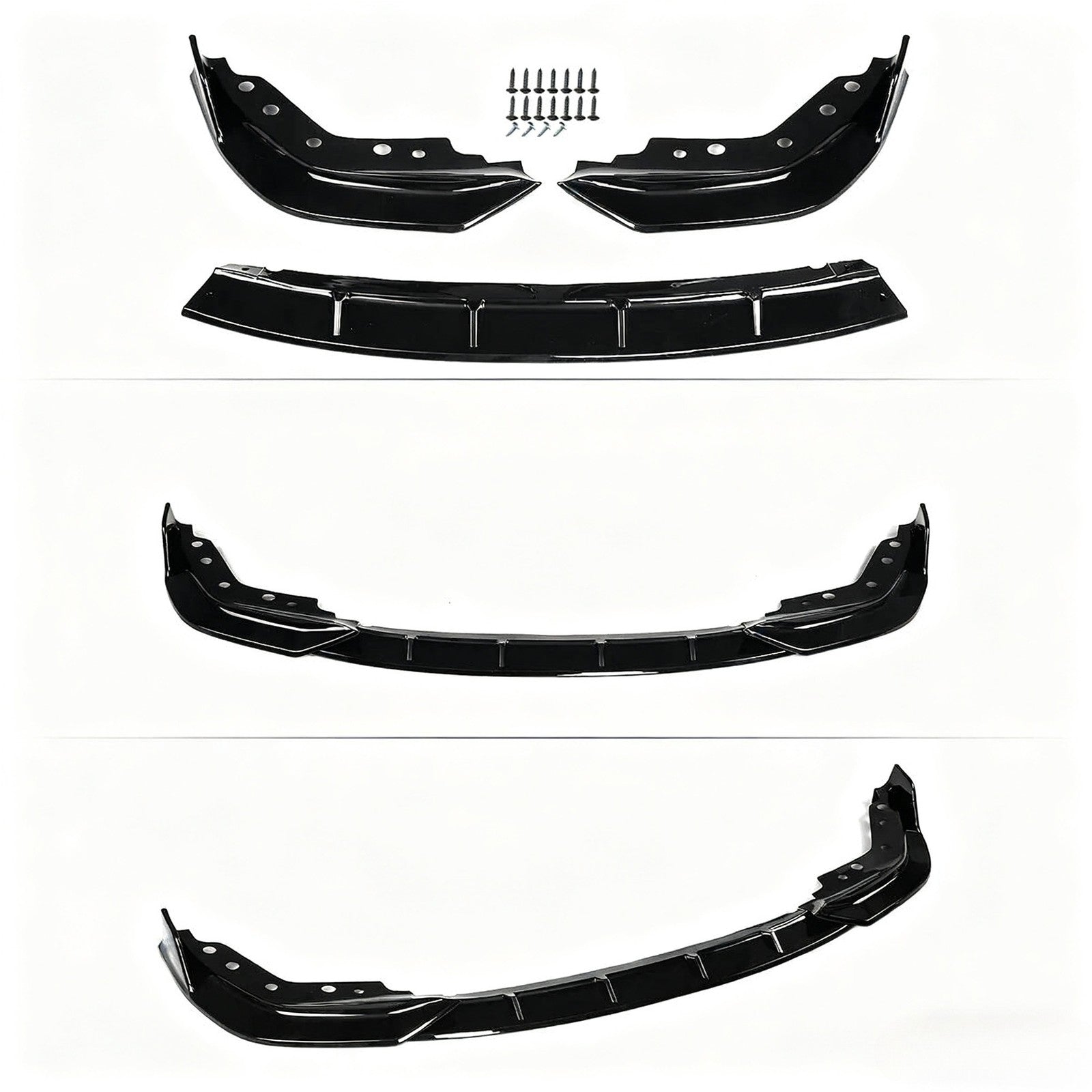 For BMW G20 330i M340i M Sport 2019-22 GT Style Gloss Black Front Bumper Lip Kit
