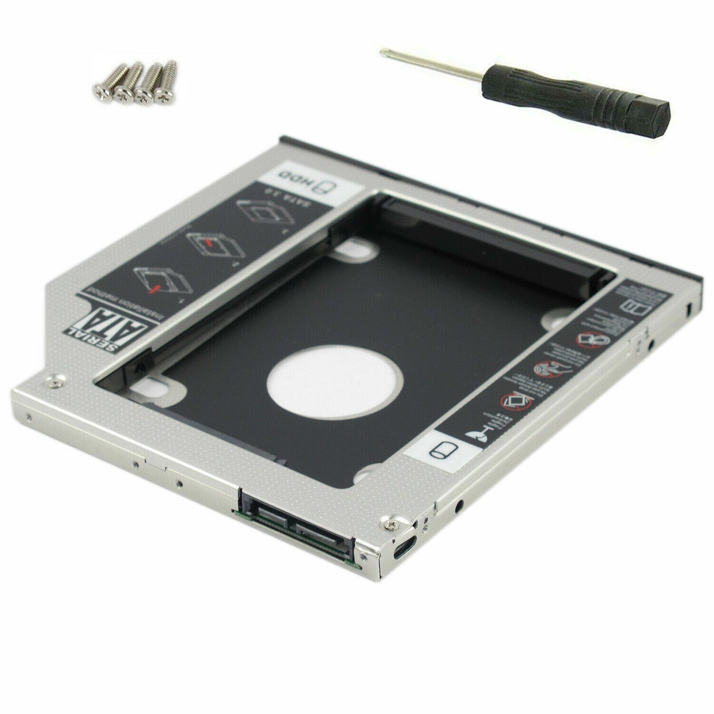 New 12 7mm DVD CD ROM Optical Bay SATA 2nd SSD Hard Drive Caddy Bracket USA