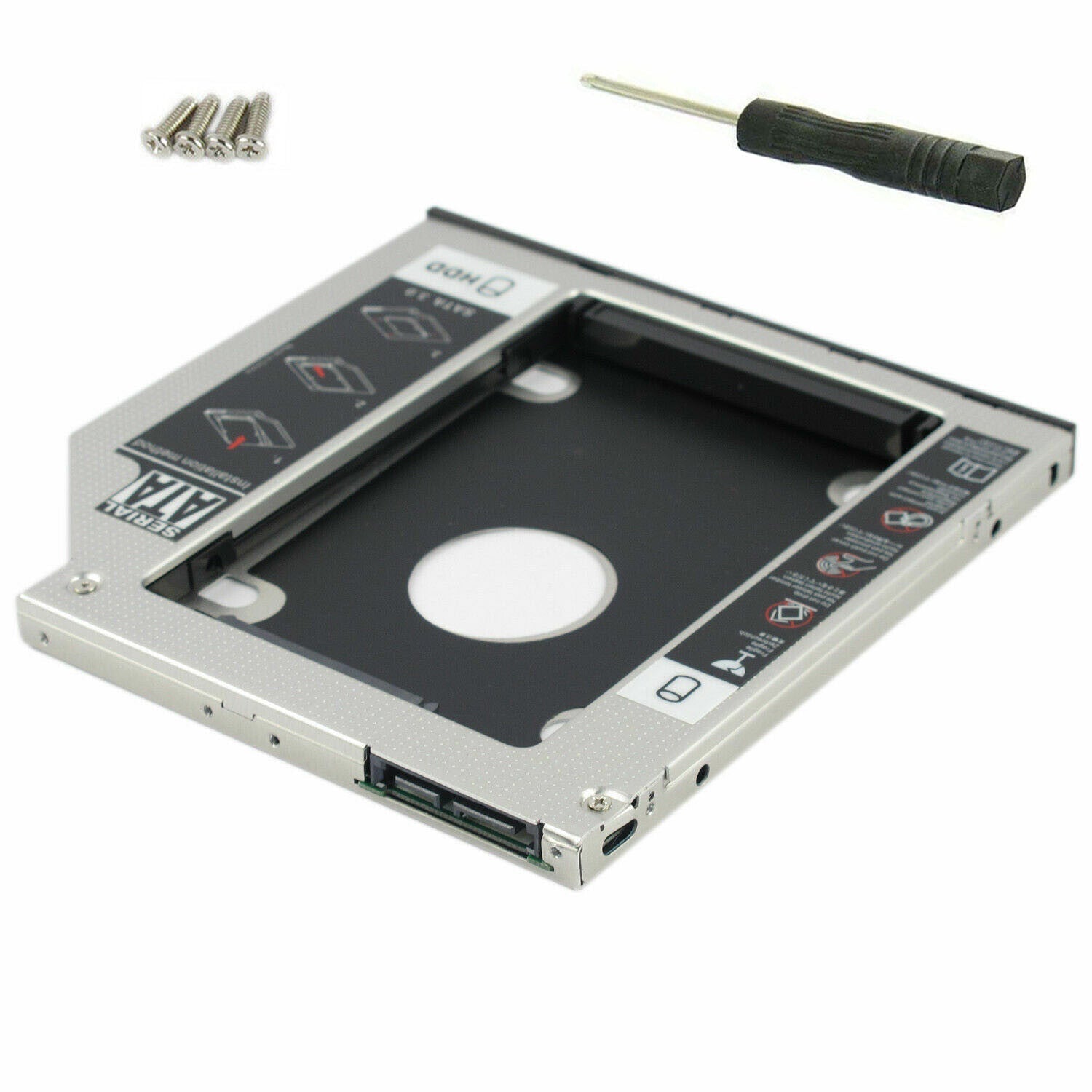 New 12 7mm DVD CD ROM Optical Bay SATA 2nd SSD Hard Drive Caddy Bracket USA