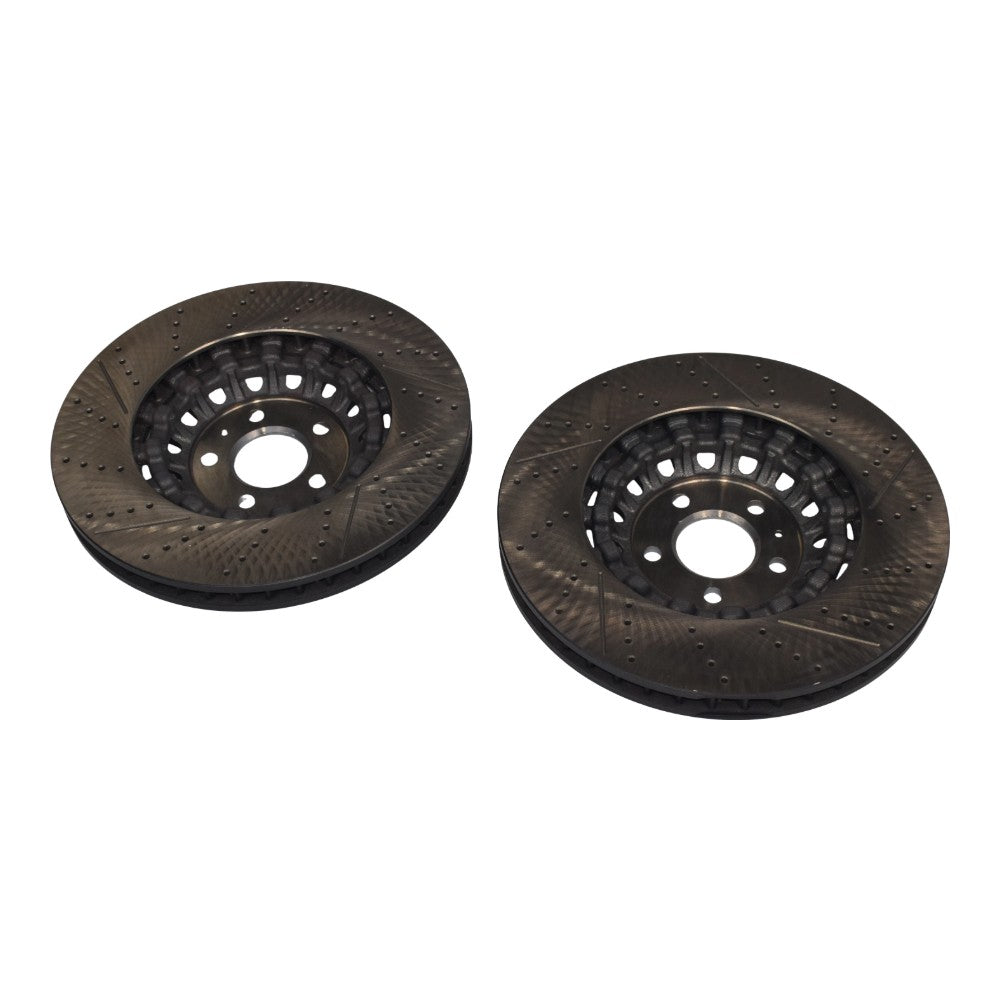 New Pair Set of 2 Front 375mm Drilled Brake Disc Rotors for 2018-2023 Audi RS5