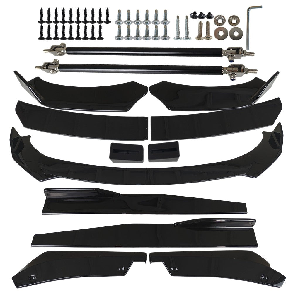 For Dodge Charger 2007-2014 Glossy Black Front Bumper Lip Spoiler Body Kit Side