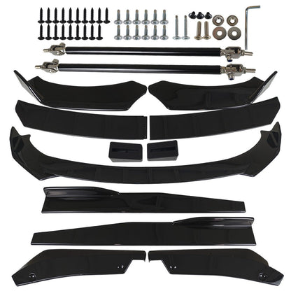 For Dodge Charger 2007-2014 Glossy Black Front Bumper Lip Spoiler Body Kit Side