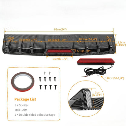 For Infiniti G35 G37 Sedan Carbon Rear Bumper Diffuser Spoiler w/ LED Tail Light