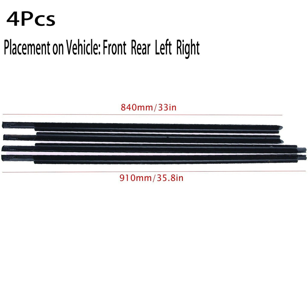Left Right Front Rear Door Outer Belt Weatherstrip 4Pcs for Dodge Ram 1500 5500
