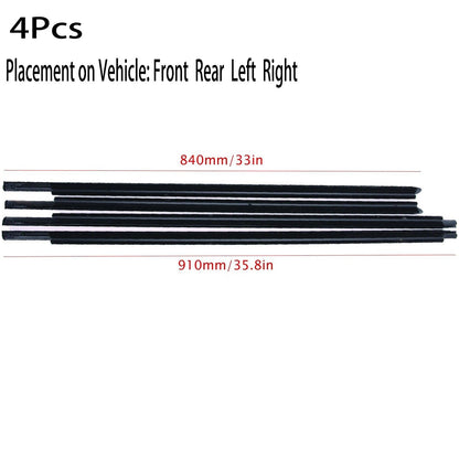 Left Right Front Rear Door Outer Belt Weatherstrip 4Pcs for Dodge Ram 1500 5500