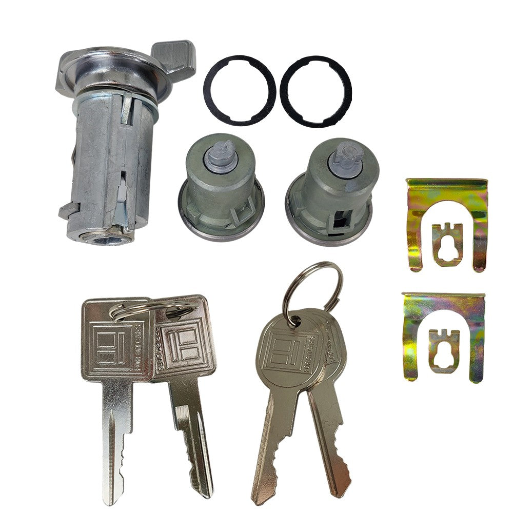 For GM 701398 Chrome Ignition Key Switch Cylinder & Door Lock Pair Set W/ Keys