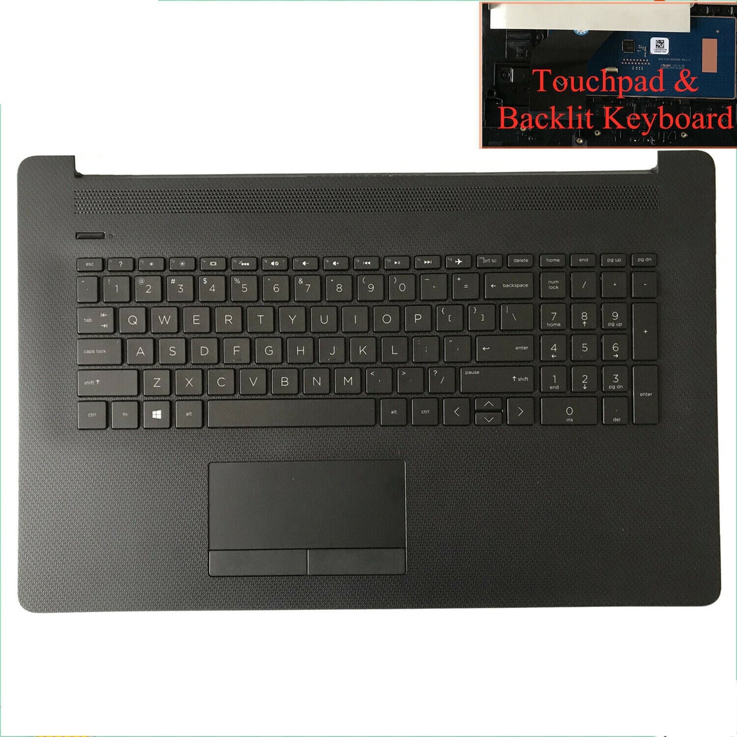 New Palmrest Keyboard BL 73H0 Touchpad For HP 17-BY 17-CA L48409-001 Matte Black