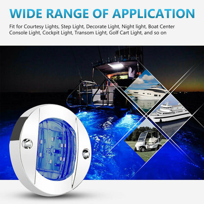 4X Round Marine Boat LED Courtesy For Cabin Deck Stern Navigatioin Light Blue