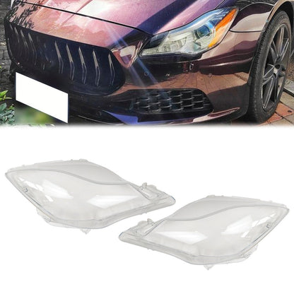 A Pair Front Side Headlight Lens Cover For 2014- 2017 Maserati Quattroporte