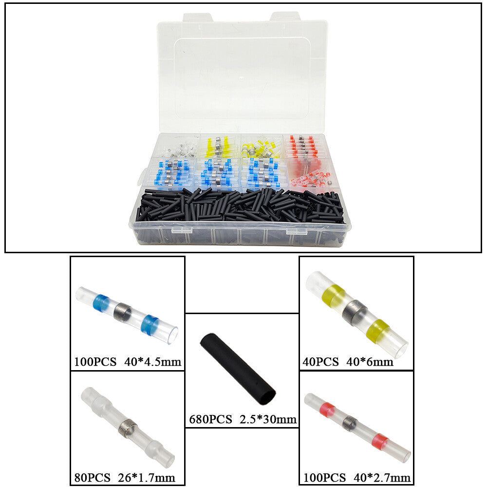 1000x Solder Seal Sleeve Heat Shrink Butt Wire Connectors Terminals Waterproof