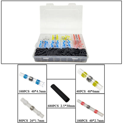 1000x Solder Seal Sleeve Heat Shrink Butt Wire Connectors Terminals Waterproof