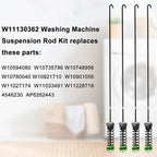 4Pcs W11130362 Washer Suspension Rod Kit For Whirlpool W10594080 Washing Machine