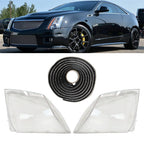 For Cadillac CTS 2008-2013 New A Pair Front Headlight Lens Clear Cover+Glue