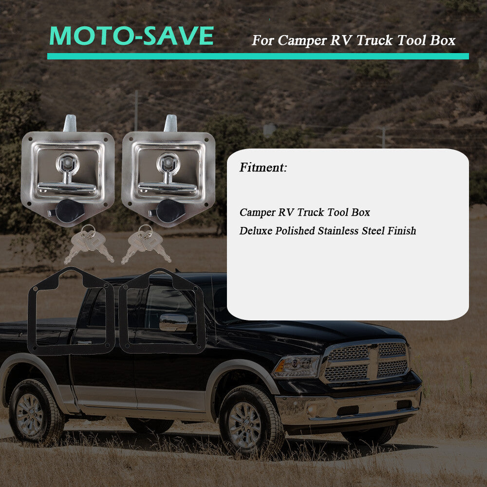 Trailer Door Latch T-Handle Lock Key for Camper RV Truck Stainless Steel Toolbox