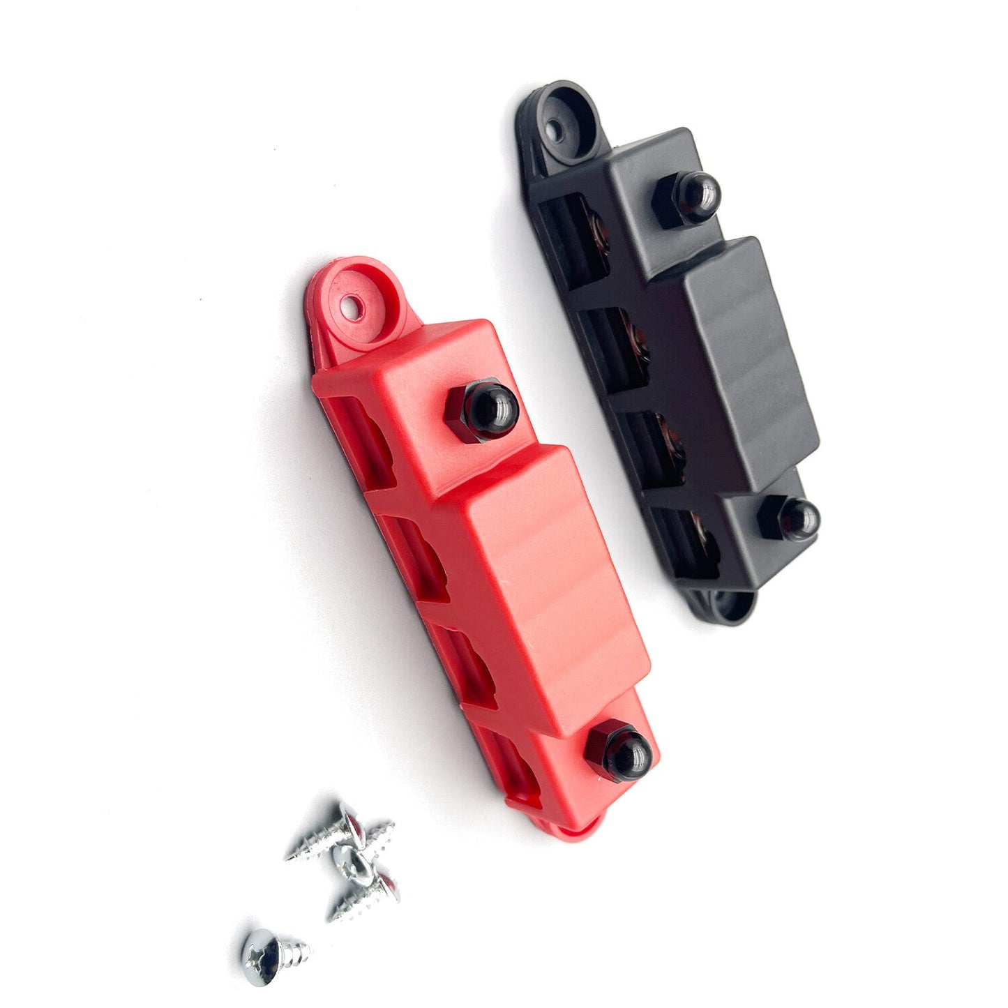 New Red & Black 5/16" 4 Stud Power Distribution Block -BUSBAR- With Cover