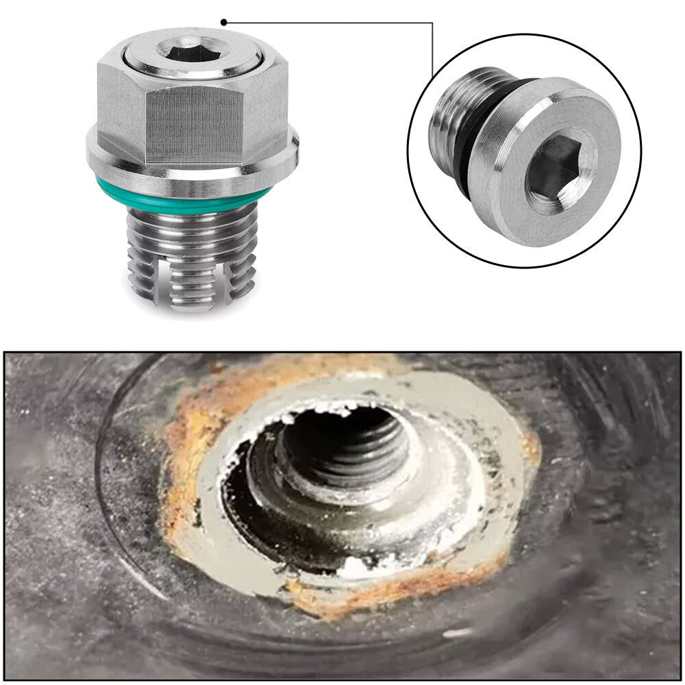 Oil Drain Plug Self Tapping Piggyback Stainless Steel Repair Kit M12