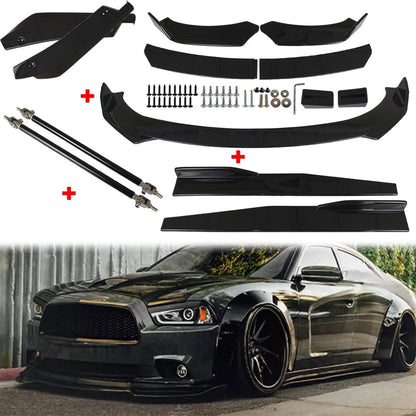 For Dodge Charger 2007-2014 Glossy Black Front Bumper Lip Spoiler Body Kit Side