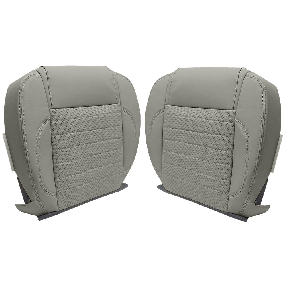Driver&Passenger Side Bottom Leather Seat Cover GRAY For Ford Mustang 2010-2014