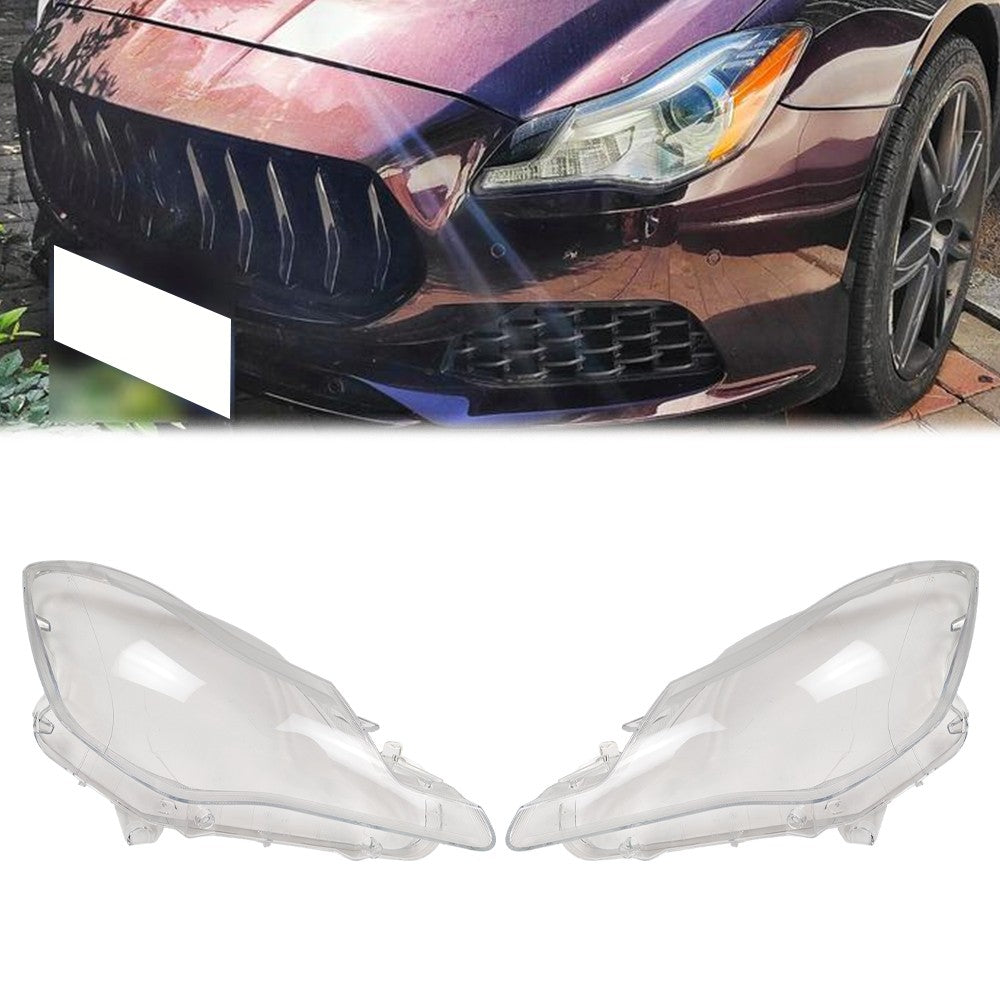 A Pair Front Side Headlight Lens Cover For 2014- 2017 Maserati Quattroporte