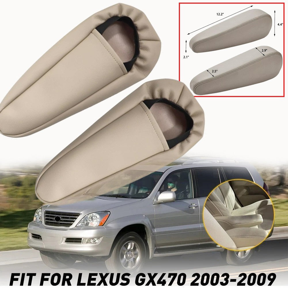 2pcs For 2003 2004 2005-2009 Lexus GX 470 Seat Armrest Leather Cover Beige