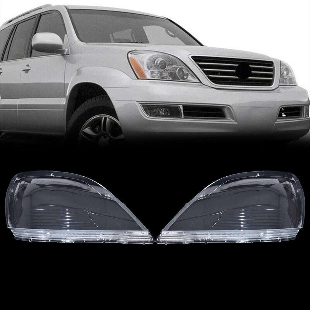 Driver + Passenger Pair Headlamp Headlight Lens Covers For Lexus GX470 2003-2009