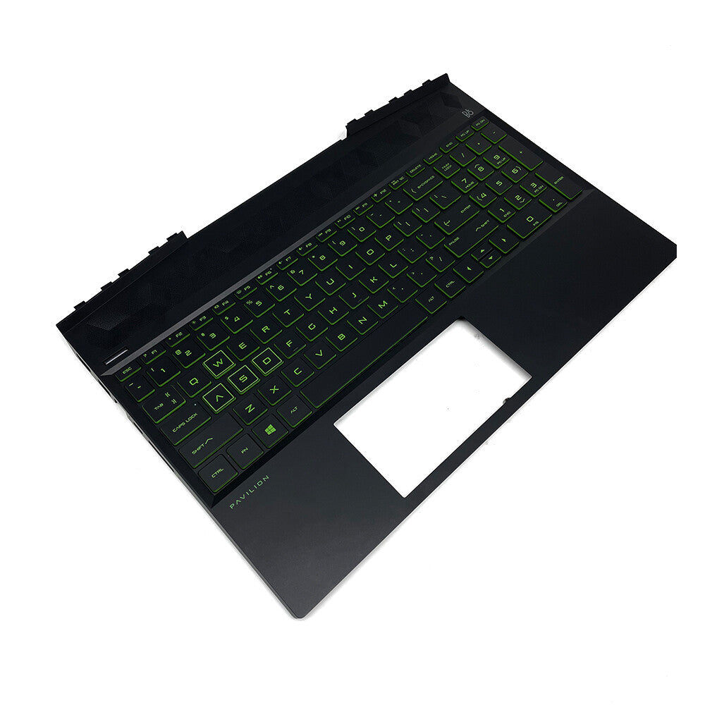 New Palmrest w/Green Backlit Keyboard For HP Pavilion 15-DK L57593-001 US