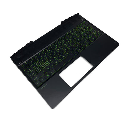 New Palmrest w/Green Backlit Keyboard For HP Pavilion 15-DK L57593-001 US