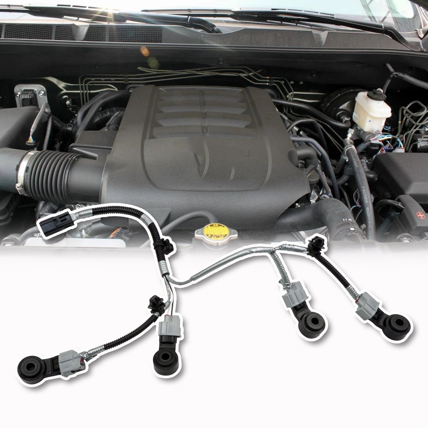4x Wiring Harness Kit & Engine Knock Sensor For 07-20 Sequoia Tundra 5.7L