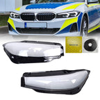 For BMW 3-Series G20 G28 2023-2024 Pair Front Headlight Cover Clear+Sealant Glue