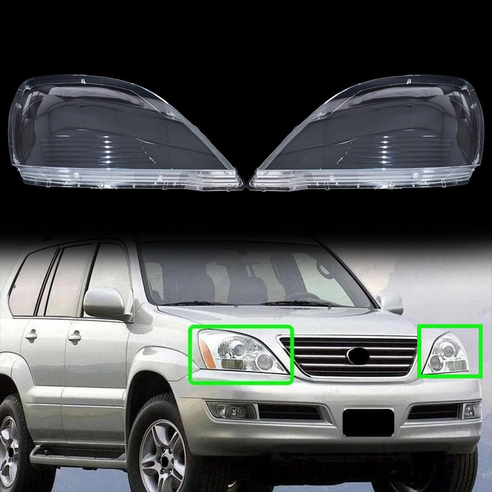 Driver + Passenger Pair Headlamp Headlight Lens Covers For Lexus GX470 2003-2009