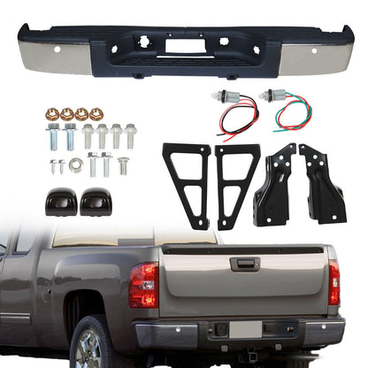 Rear Bumper For Chevy Silverado GMC Sierra 1500 2007-2013 Chrome Steel GM1103148