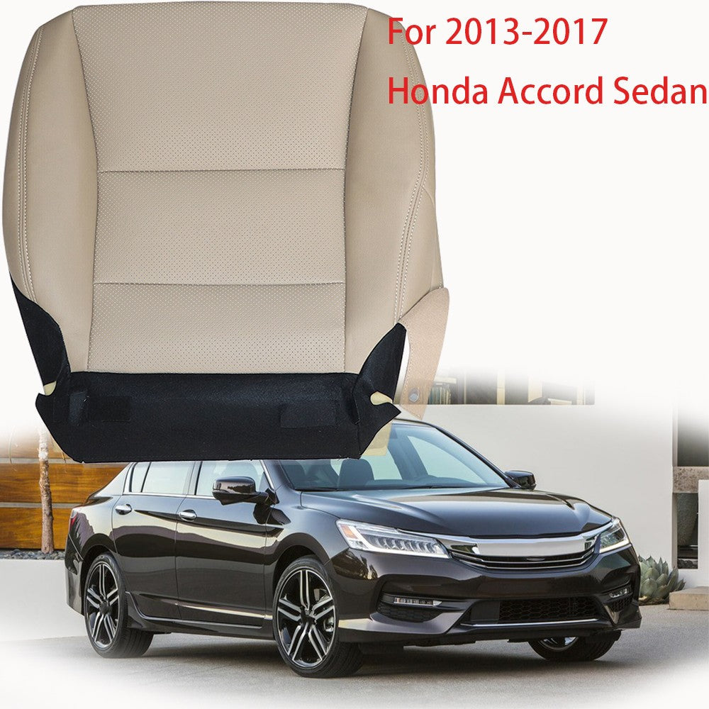 Front Driver Bottom Leather Seat Cover Tan For 2013 2014-2017 Honda Accord Sedan
