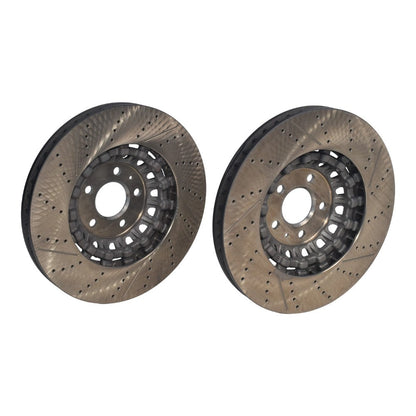 New Pair Set of 2 Front 375mm Drilled Brake Disc Rotors for 2018-2023 Audi RS5
