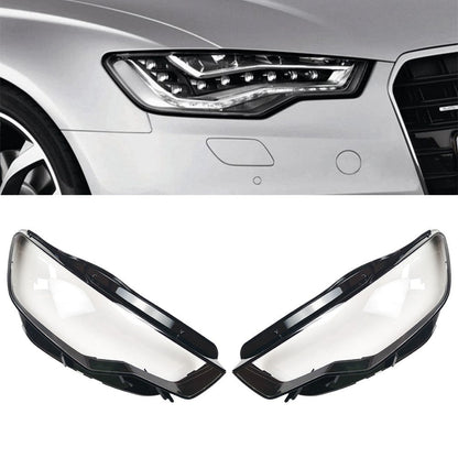 Left&Right Clear Headlight Headlamp Lens Covers For Audi A6 C7 2011-2015