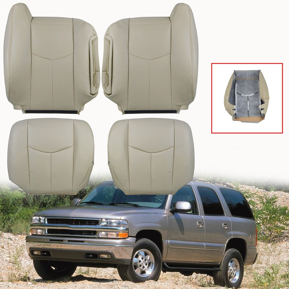 For 2003-2006 Chevy Suburban Driver Passenger Bottom &Top Leather Seat Cover Tan