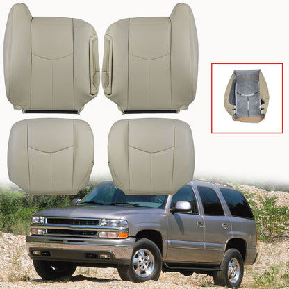 For 2003-2006 Chevy Suburban Driver Passenger Bottom &Top Leather Seat Cover Tan