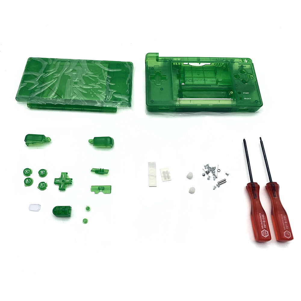 New For Nintendo DS Lite Full Replacement Top & Bottom Housing Shell Clear Green