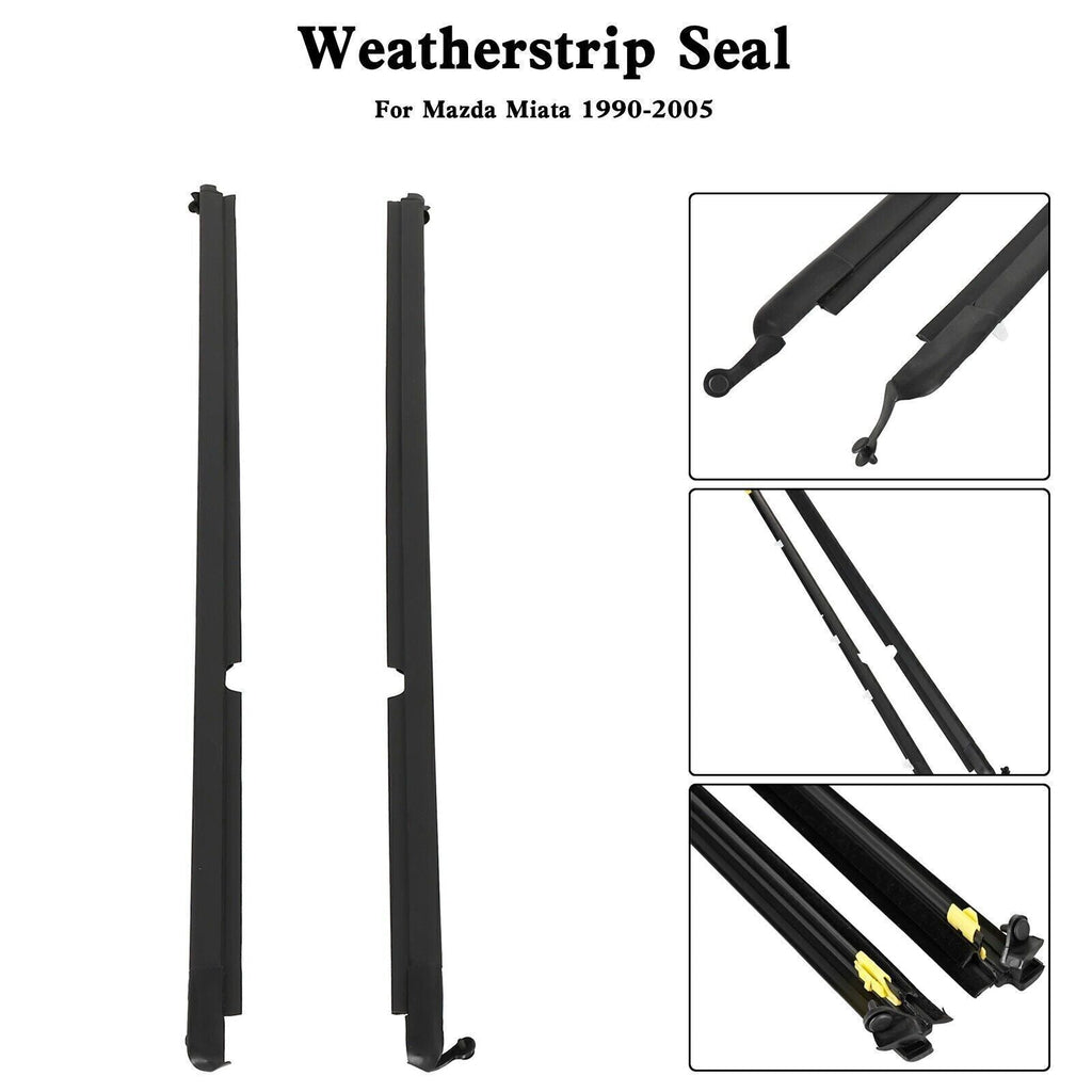 Left & Right Door Glass Window Weatherstrip Seals Set For Mazda Miata 2002 LS