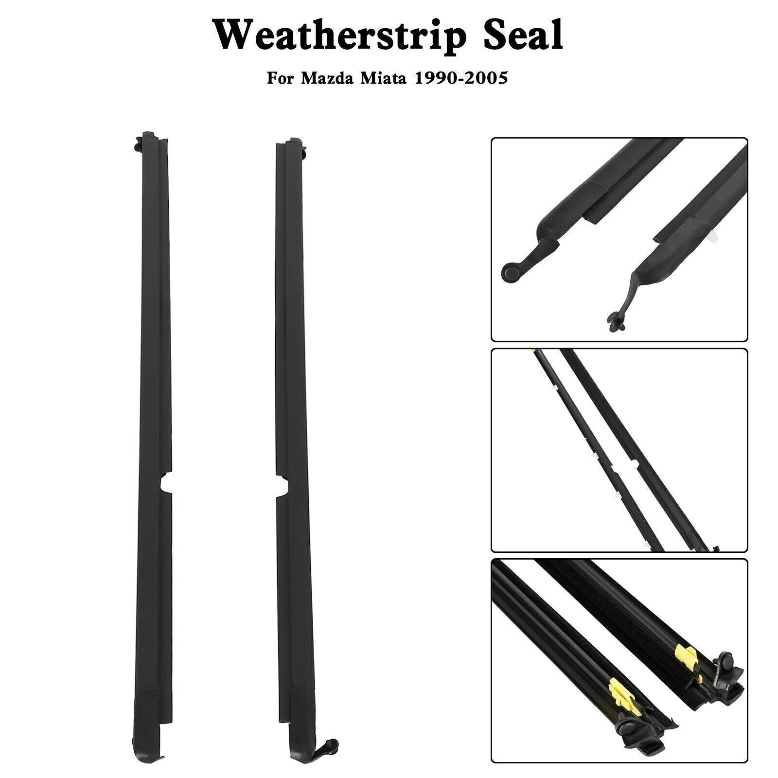Left & Right Door Glass Window Weatherstrip Seals Set For Mazda Miata 2002 LS